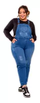 Jardineira Jeans Plus Size Com Lycra Levanta Bumbum 