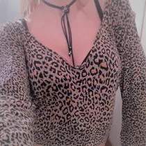 Remera Manga Larga Leopardo Beige Para Mujer