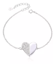 Pulsera En Plata 925 Con Corazón Y Zirconias . Inspira Joyas