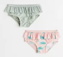 Pack 2 Mallas Bebé Bikini Parte Inferior H&m Volado 3 A 6m