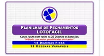 Planilha De Fechamentos Lotofácil - 14 Dezenas Fixas 11 Vari