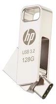 Flash Memory Hp X206c Usb 128gb Usb 3.2 Tipo C Dual Funcion Color Plateado Otg Flash Drive