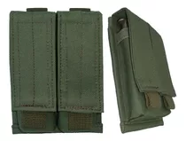 Portacargador Doble Pistola 9mm/11.25 Sistema Molle/accesorio Chalecos Y Pistoleras/tactico Militar/policia/gendarmeria