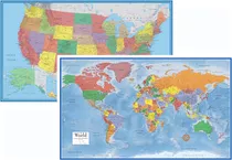 Set De Posters De Mapas Swiftmaps, Mundo Y Usa, Para Pared