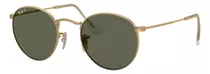 Anteojos De Sol Ray-ban Round Rb3447l Large Con Marco De Metal Color Polished Gold, Lente Green De Cristal Clásica, Varilla Polished Gold De Metal - Rb3447l00150