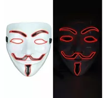 Máscara Led Anonymous V De Venganza Ideal Fiestas Colores Color Blanco