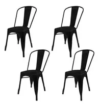 Silla De Comedor E-chairs By Masliah Tolix, Estructura Color Negro Matte , 4 Unidades