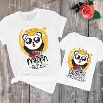 Combo Remera Madre E Hija Combinadas Panda Mujer Nene Nena