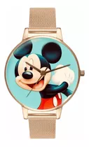 Reloj Mickey Mouse Pulsera Metálica Dorada