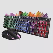 Kit Teclado E Mouse Gamer Rgb Semi Mecanico Multimidia