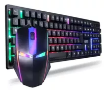 Kit Teclado Mouse Gamer Rgb Semi Mecanico Multimidia