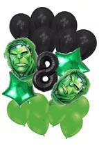 Set Globos Metalizado Hulk Numero Bombas Negra Y Verde 