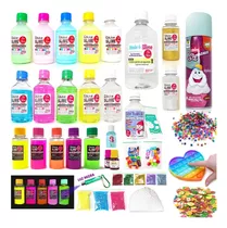 Kit Para Brincar De Fazer Slime, Com Cola Clear + Cola Neon