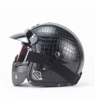 Casco 3/4 Piel Cafe Racer, Clásico Retro, Sé Un Tipo Duro