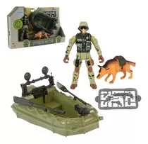  Kit Militar Base Operações Combate Brinquedo Infantil Bote