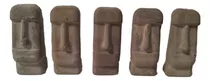 Figura Moai Cemento Gris Terrario Decoración 5 Unidades