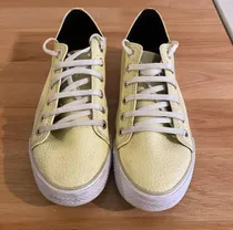 Zapatillas De Cuero Amarillas Pastel Braika Nro 39