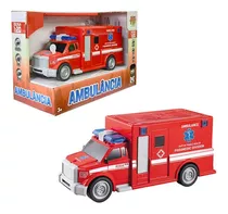 Ambulância De Fricção Com Luz Som Vermelha Dmt6164a Dm Toys