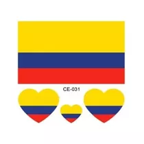 Tatuajes Temporales Bandera / Corazones Colombia 10 Láminas