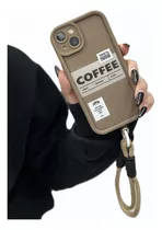 Funda Silicona Coffe Con Holder Para iPhone 14 Plus