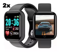 2 Smartwatch D20 Relógio Inteligente Casal Amigos Namorados Cor Da Pulseira Preto E Preto