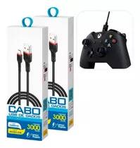 2 Cabos Usb Controle Compatível Xbox One S Elite 3 Metros Pc