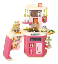 Cozinha Infantil Som Luz Pia Vapor Bebedouro Bancada 88x83cm Cor Rosa