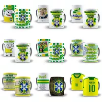 Arte Caneca Brasil 2022 Copa Do Mundo Catar Editável 