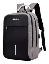 Mochila Anti-robo Con Candado Y Asa Gris Claro Kolke Kvm-338