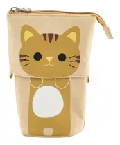 Lapicera Organizadora Retráctil Desplegable Escolar Kawaii Gatito Cafe