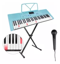 Teclado Musical Aprendizagem 61 Teclas Piano + Suporte E Mic