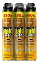 Insecticida Raid Max Paquete Con 3 Pzas De 430 Mls C/u