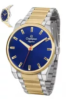 Relógio Masculino Dourado Champion Original Prova Dágua Azul Cor Do Fundo Azul 1