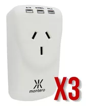 Protector Inteligente De Tensión Multiuso 2500w X3 Montero Color Blanco