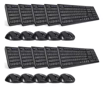 10 Kits Mouse Y Teclado 104 Teclas Inalambricos Negros