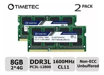 Memoria Ram 8gb (2x4gb) Ddr3 1600mhz Sodimm Timetec A