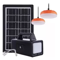 Kit Painel Solar C/ Bateria Grande Lanterna 2 Lâmpadas 1 Usb