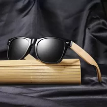 Óculos De Sol Bambu Quadrado Masculino Clássico Praia