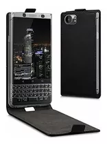 Funda Para Blackberry Keyone(key1) Flip Vertical Cuero Negro