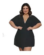 Saída De Praia Feminina Kimono Vestido Plus Curto Canga 