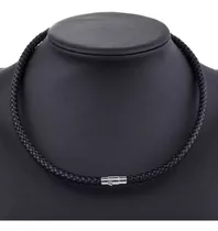 Collar De Cuero Y Acero Inoxidable Moda Hombre Mujer