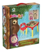 Brinquedo Mesa E Cadeirinha Masha E O Urso Com Miniatura 