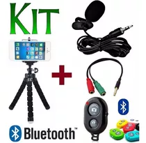 Kit Youtuber Mini Tripé + Kit Microfone De Lapela P/ Celular