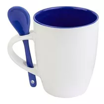 Taza 11 Oz Color Azul C/cuchara Caja 36pzs