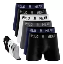 Kit 6 Cuecas Boxer Adulto Masculinas Adulto Box + 6 Meias