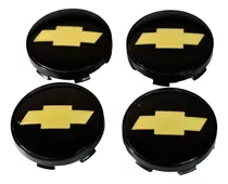 Pack 4 Tapas Chevrolet Llanta 60mm 6cm Negras Centro Rueda 