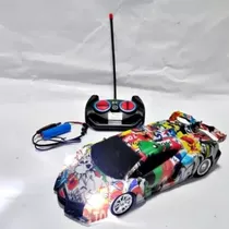 Carrinho De Controle Remoto Estampado Com Luz Farois Rapido Cor Grafite