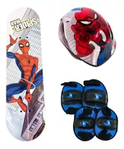 Patineta Set Skate Spiderman Marvel Con Proteccion Y Bolso