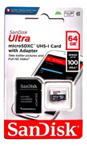 Cartão Memória Sandisk Ultra 64gb 100mb/s Classe 10 Microsd