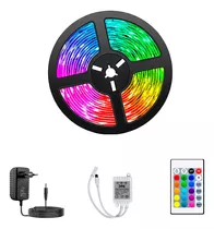 Fita Led Rgb 5050 Rolo 5m 16 Cores Ip65 + Fonte + Controle